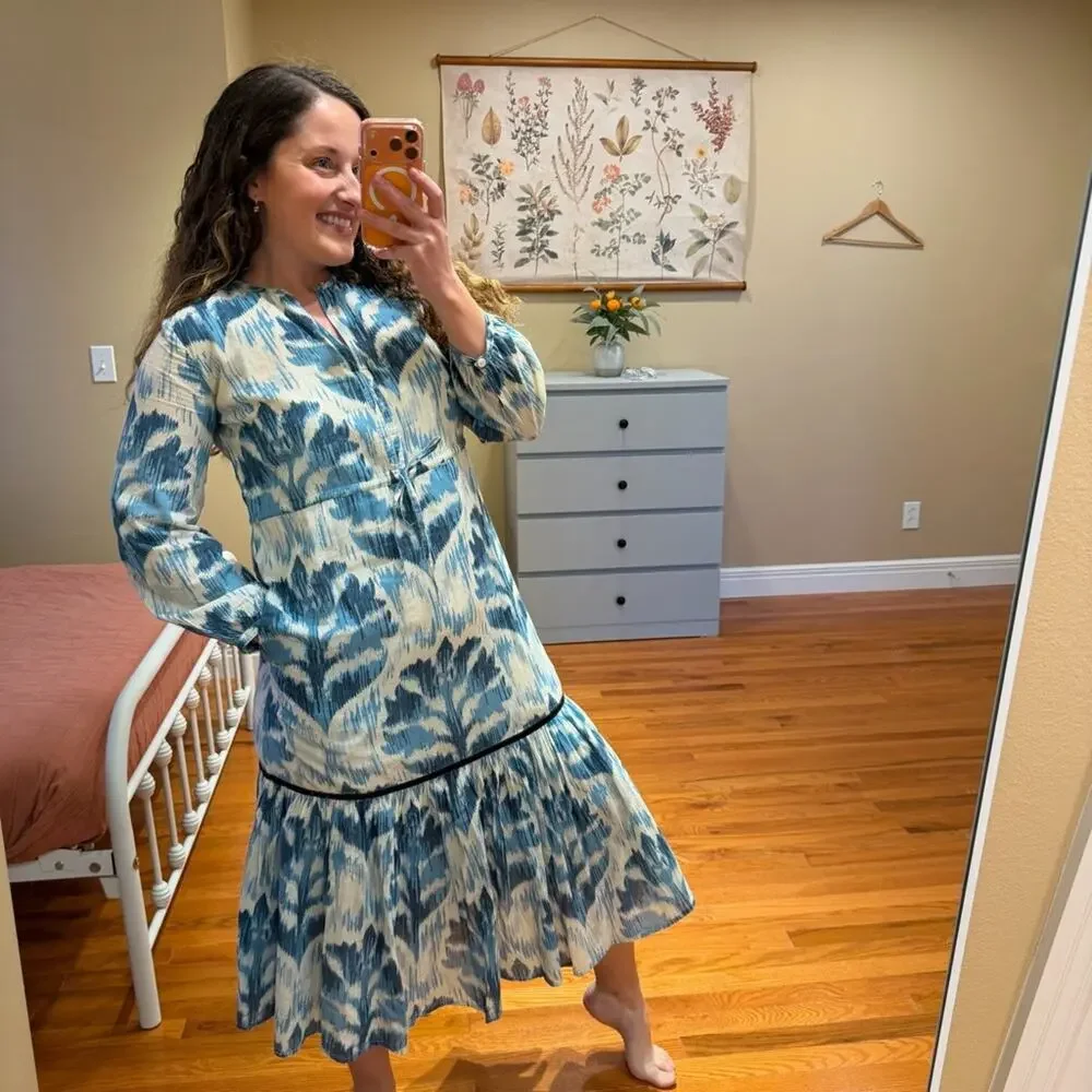 Tuckernuck Olivia James The Label Blue Cotton Long Sleeve Maxi Dress Small